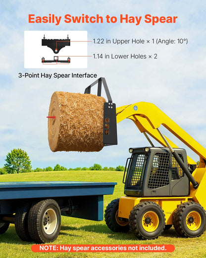 Skid Steer Pallet Fork Frame, 4000 lbs Rated Capacity, 45-inch Pallet Fork Frame Attachments with 2-inch Hitch Receiver & Spear Sleeves, Fit for Quick Attach Tractor Loaders, Frame Only