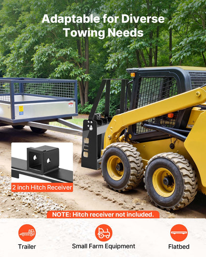 Skid Steer Pallet Fork Frame, 4000 lbs Rated Capacity, 45-inch Pallet Fork Frame Attachments with 2-inch Hitch Receiver & Spear Sleeves, Fit for Quick Attach Tractor Loaders, Frame Only