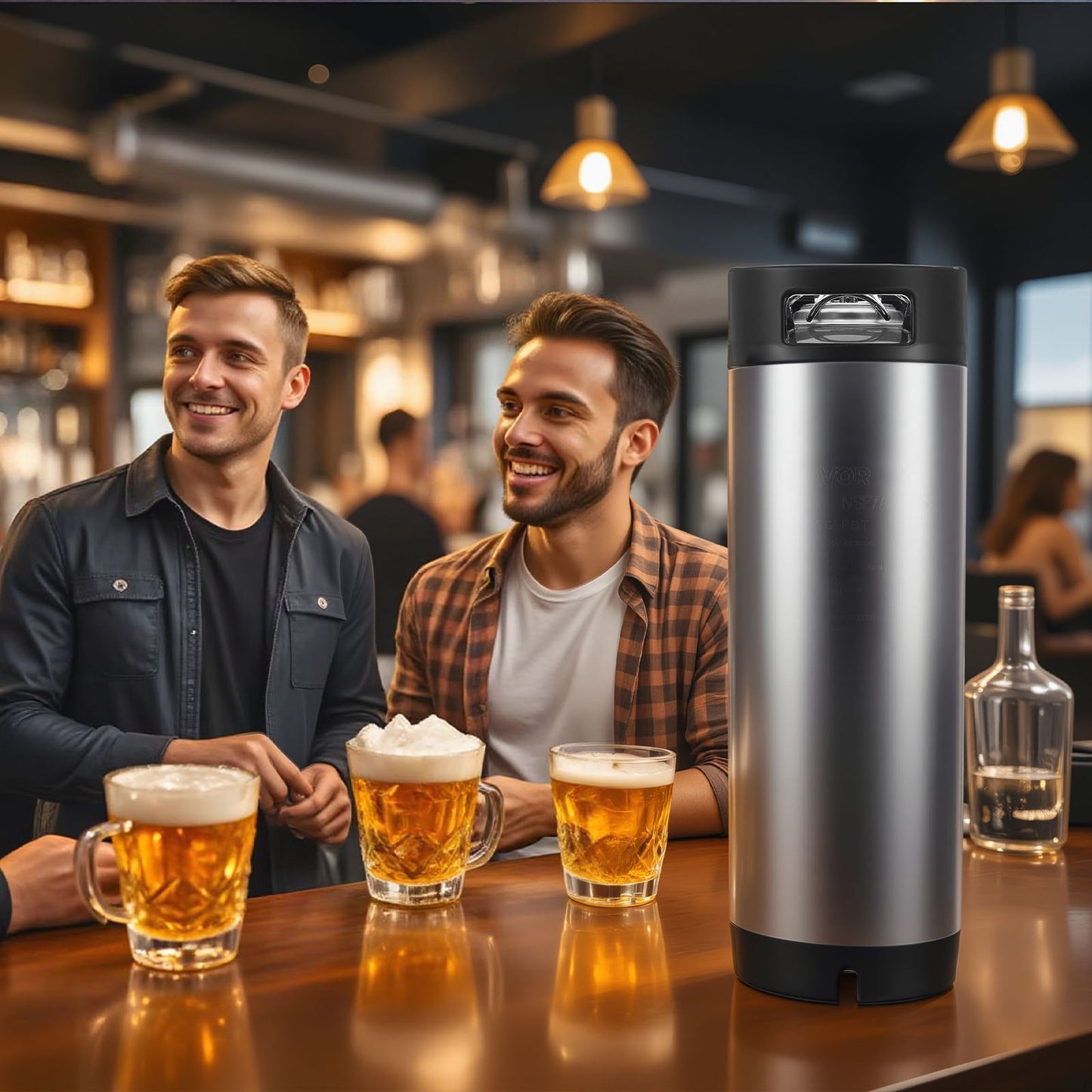 Corny Keg, 5 Gallon Ball Lock Keg, SUS304 Cold Brew Kegs with Dual Rubber Handles & Heavy-Duty Rubber Bottom, Brewing Equipment for Home Brewing Party, 1 PCS