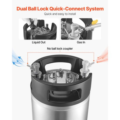 Corny Keg, 5 gallon kullåsfat, SUS304 kallbryggfat med dubbla gummihandtag och kraftig gummibotten, bryggutrustning för hembryggningsfest, 2 st |  EU