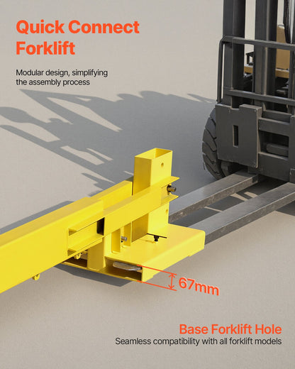 Forklift Jib Boom Crane, 6000lbs Capacity, Manual Telescoping Boom Extends Up to 56.1 inches, Forklift Mobile Crane with 2 Hooks, Adjustable Forklift Crane Attachment for Warehouse, Factories