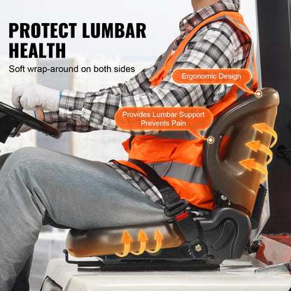 Universal gaffeltrucksäte, traktorsäte med justerbar ryggvinkel, mikrobrytare och säkerhetsbälte, omlindningsgaffelsäte för traktorlastargrävmaskin