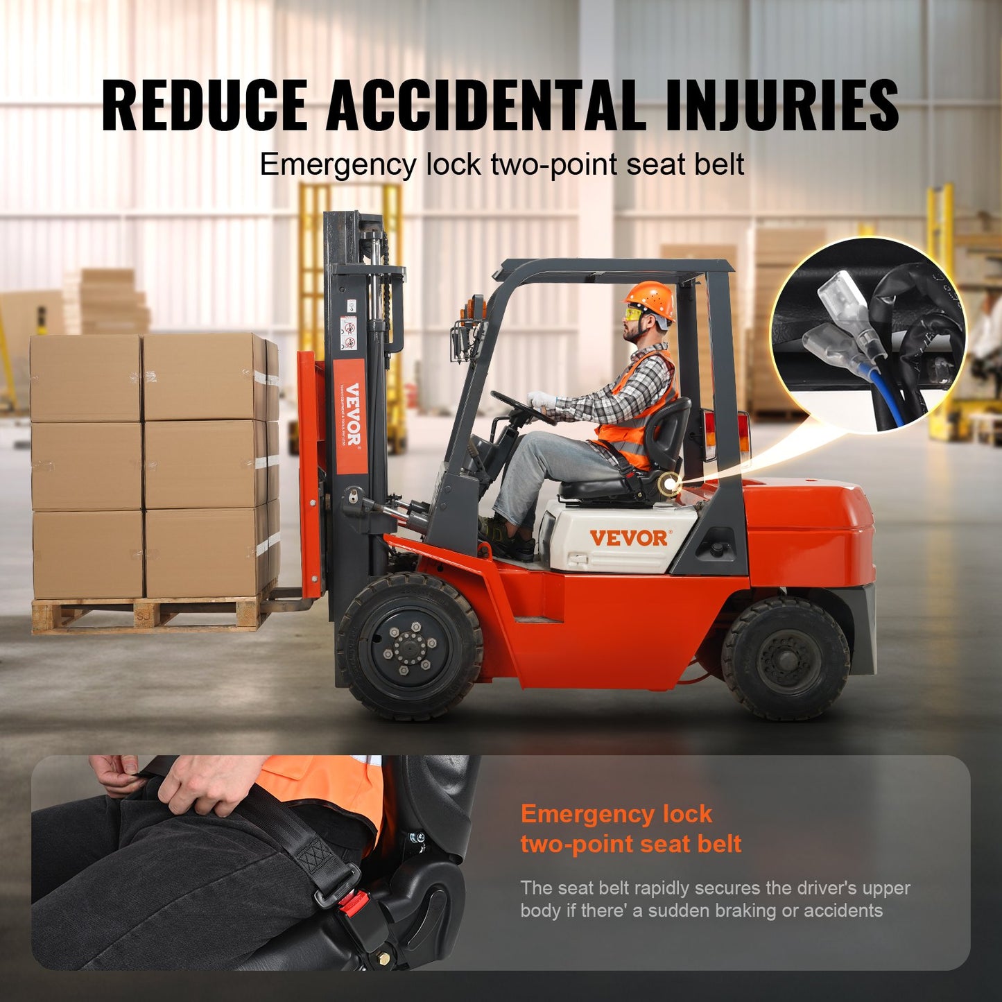 Universal gaffeltrucksäte, traktorsäte med justerbar ryggvinkel, mikrobrytare och säkerhetsbälte, omlindningsgaffelsäte för traktorlastargrävmaskin