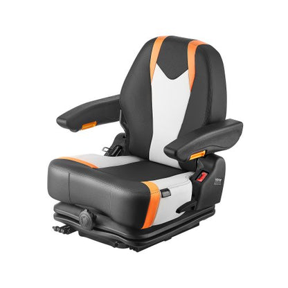 Universal Forklift Seat, Tractor Suspension Seat with Adjustable Back, Armrest & Safety Belt, Secure Fold Down Tractor Seat with Micro Switch, Lawnmower Seat for Skid Loader Bulldozer