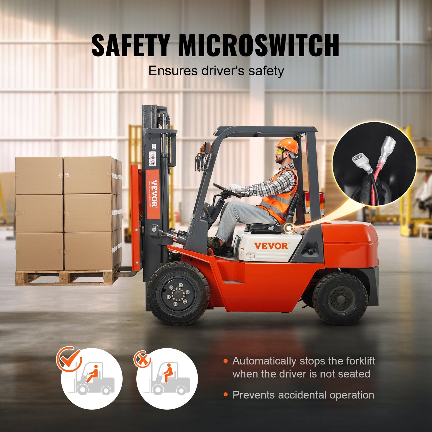 Universal-Gabelstaplersitz, umklappbarer Traktorsitz mit verstellbarem Rückenwinkel und Mikroschalter, 6,3-13,4 Zoll verlängerter Spurweite, bequemer Gabelstaplersitz für Traktorladerbagger