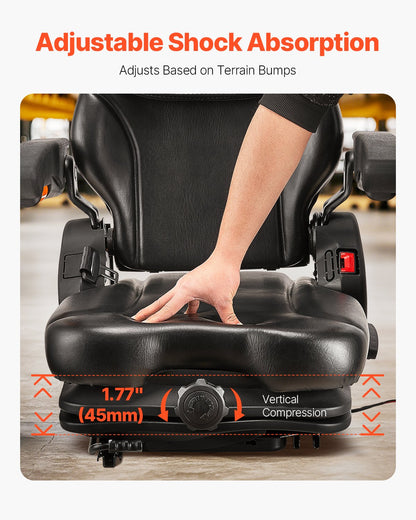 Gabelstaplersitz Klappbarer Traktor-Federsitz Verstellbare Rückenlehne und Kopfstütze