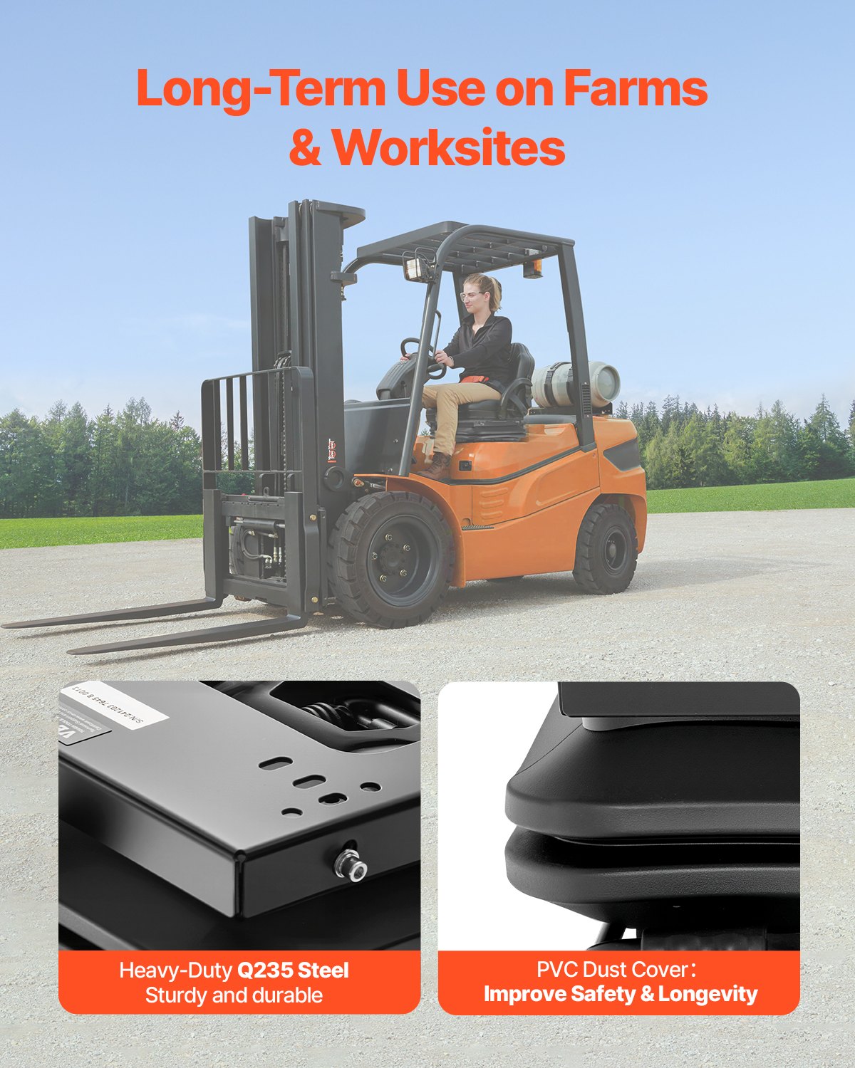 Sätesupphängningssats med skjutreglage och dammskydd passar gräsklippare gaffeltruck