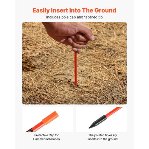 20 Stück reflektierende Einfahrtsmarkierungen 1/4" Durchmesser 48 Zoll Schneeheringe Reflektoren