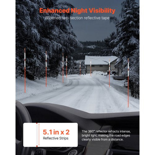 50 st. reflekterande uppfartsmarkörer 5/16" diameter 60 tum snöpinnar reflexer