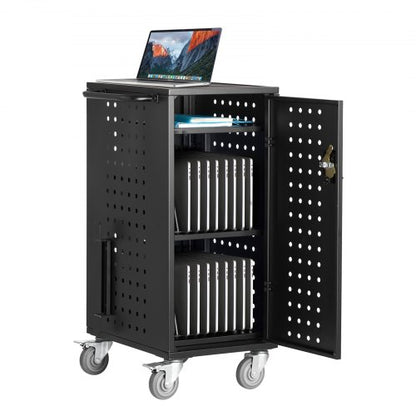 Laptop Cart, 20 Device Mobile Charging Cart, Up to 15.6 in Screen Size, Office and Classroom Mobile Charging Cart, for Chromebook, Tablet and Laptop