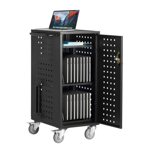 Laptop Cart, 20 Device Mobile Charging Cart, Up to 15.6 in Screen Size, Office and Classroom Mobile Charging Cart, for Chromebook, Tablet and Laptop