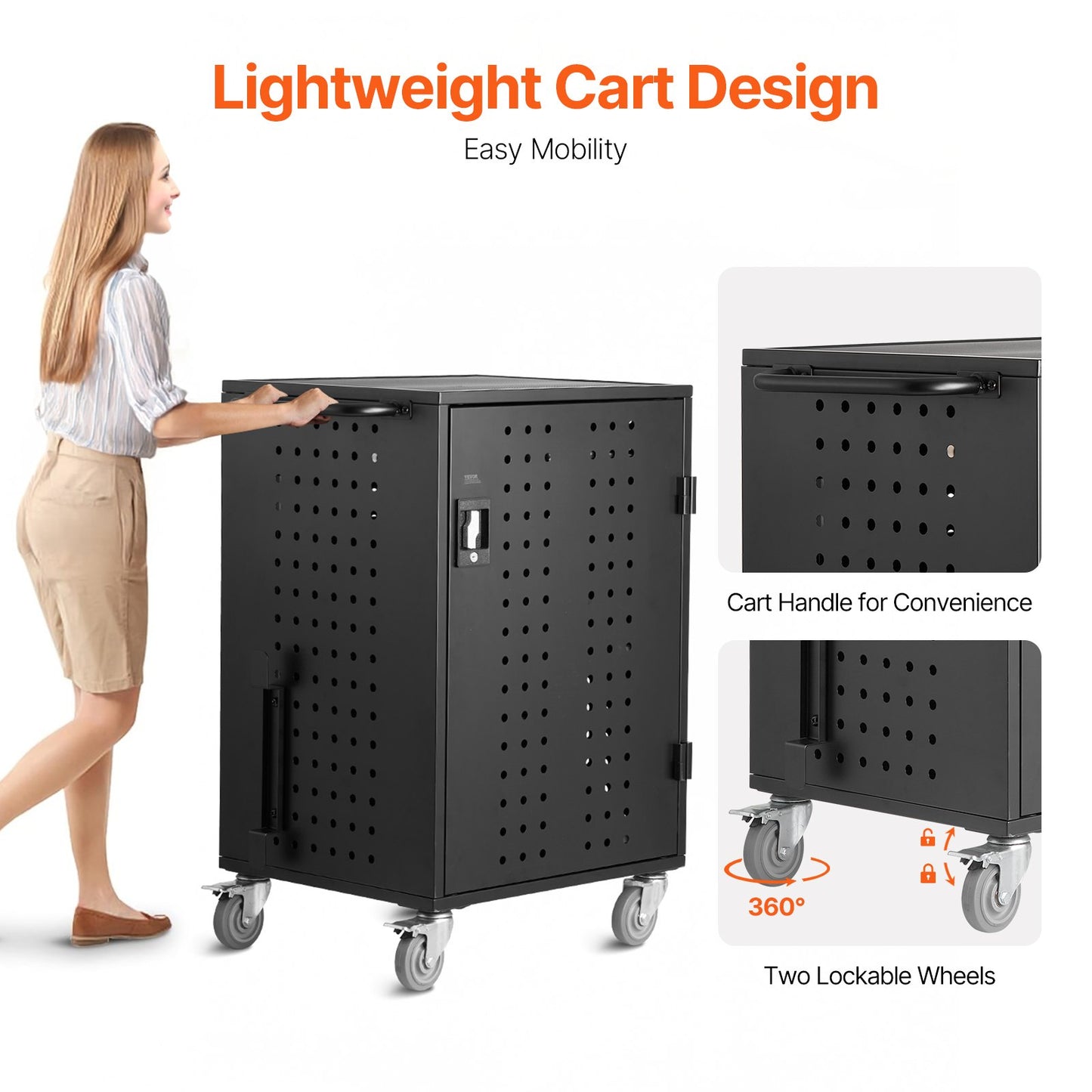 Charging Cart, 32 Device Mobile Charging Station, Up to 15.6 in Screen Size, Office and Classroom Mobile Charging Cart, for Chromebook, Tablet and Laptop