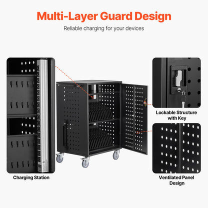 Charging Cart, 36 Device Mobile Charging Station, Up to 15.6 in Screen Size, Office and Classroom Mobile Charging Cart, for Chromebook, Tablet and Laptop