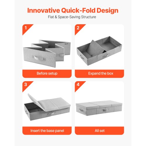 Förvaring under sängen 48L Hopfällbar låda för organisering av kläder under sängen 2-pack |  EU