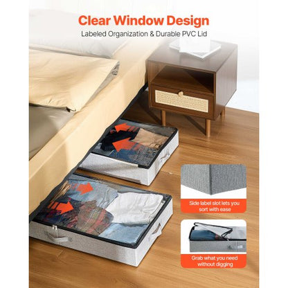 Under Bed Storage 45L Stackable Shoe Box with Clear Lid 2-Pack | EU
