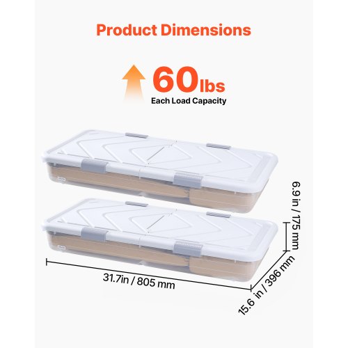 Förvaring under sängen med hjul 84 x 33 x 16 cm rullande förvaringsväskor, 4-pack