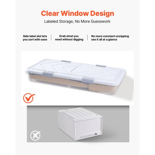 Förvaring under sängen med hjul 84 x 33 x 16 cm rullande förvaringsväskor, 4-pack