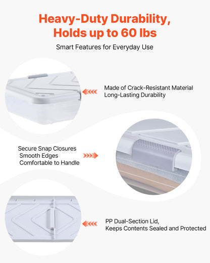 Under Bed Storage with Wheels, 31.7 x 15.6 x 6.9 inch Underbed Containers, Underbed Shoes Organizer with Lid & Gray Latch, Rolling Under the Bed Storage Bins for Clothes Shoes Blankets, 4 Pack
