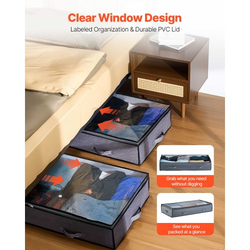 Förvaring under sängen 90L Stapelbar skolåda med genomskinligt lock 2-pack |  EU