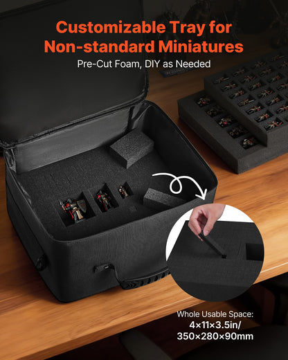 Miniature Storage Carrying Figure Bag, Fits for 1:500-1:750 Scale Models, Miniature Transport Bag with Adjustable Shoulder Strap, 3 Foam Layers for Large Storage Capacity (Minis Not Included)