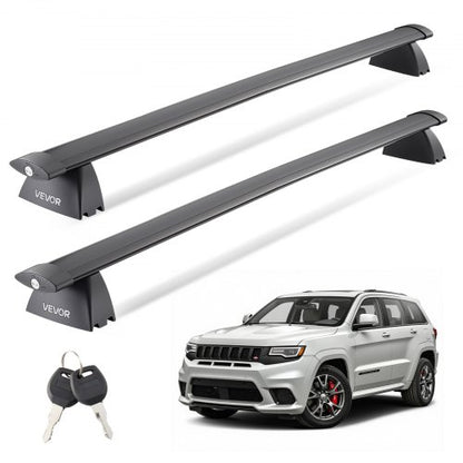 Roof Rack Cross Bars, Fits Jeep Grand Cherokee 2011-2021 (With Grooved Side Rails), 200 LBS Capacity, Lockable Heavy Duty Aluminum Crossbar Racks Roof Rail Rooftop Luggage Canoe
