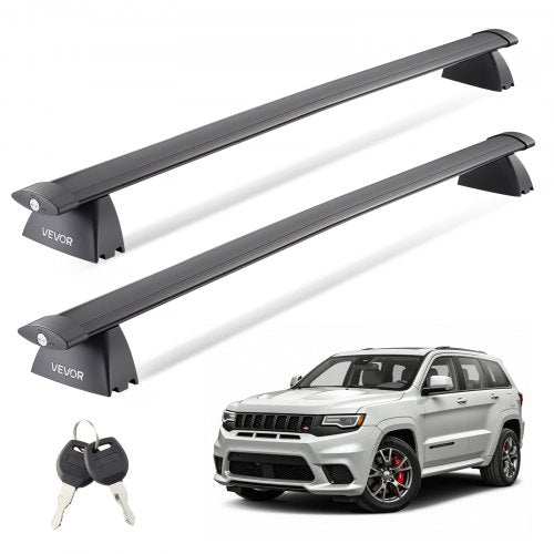 Roof Rack Cross Bars, Fits Jeep Grand Cherokee 2011-2021 (With Grooved Side Rails), 200 LBS Capacity, Lockable Heavy Duty Aluminum Crossbar Racks Roof Rail Rooftop Luggage Canoe