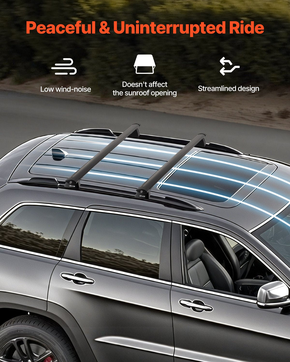 Roof Rack Cross Bars, Fits Jeep Grand Cherokee 2011-2021 (With Grooved Side Rails), 200 LBS Capacity, Lockable Heavy Duty Aluminum Crossbar Racks Roof Rail Rooftop Luggage Canoe