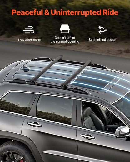 Roof Rack Cross Bars, Fits Jeep Grand Cherokee 2011-2021 (With Grooved Side Rails), 200 LBS Capacity, Lockable Heavy Duty Aluminum Crossbar Racks Roof Rail Rooftop Luggage Canoe