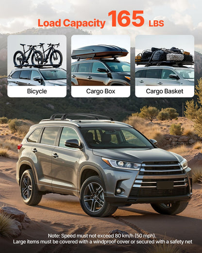 Cross Bars Roof Racks, 165lbs Capacity, Compatible with Toyota Highlander 2014-2019 XLE, Limited, SE with Flush Roof Rails, Heavy Duty Aluminum Crossbar Racks Roof Rail Rooftop Luggage Canoe