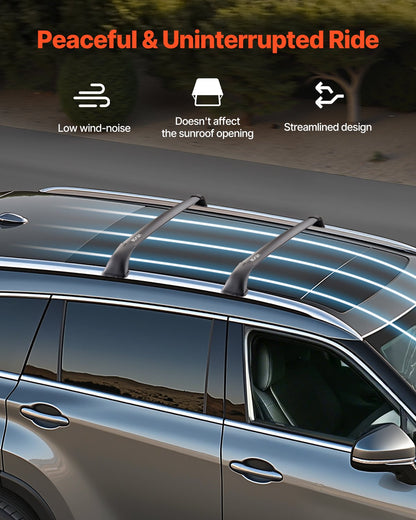 Cross Bars Roof Racks, 165lbs Capacity, Compatible with Toyota Highlander 2014-2019 XLE, Limited, SE with Flush Roof Rails, Heavy Duty Aluminum Crossbar Racks Roof Rail Rooftop Luggage Canoe