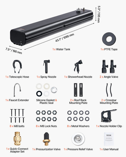 4,5 Gal Dachgepäckträger-Wassertank Tragbarer Wassertank mit Spritzschutzplatte