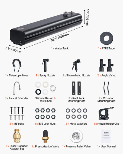 4 Gal Dachgepäckträger-Wassertank Tragbarer Wassertank mit Spritzschutzplatte