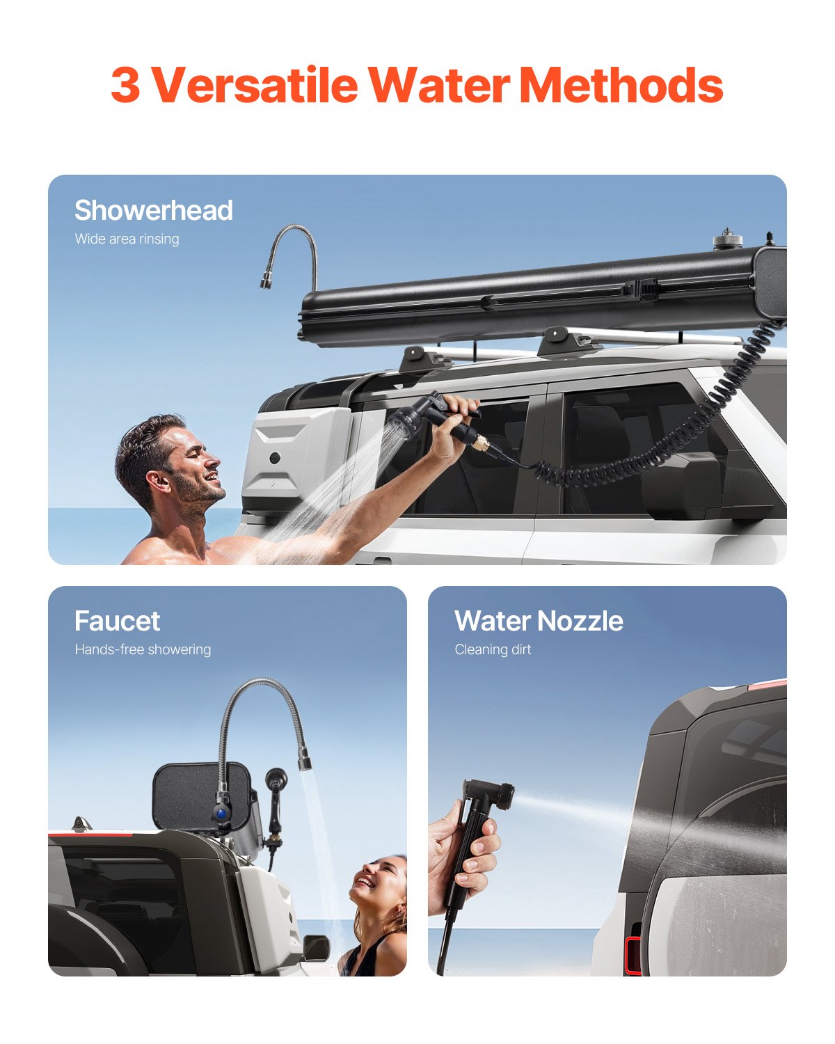 7 Gal Roof Rack Water Tank Portable Water Tank with Splash Guard Panel