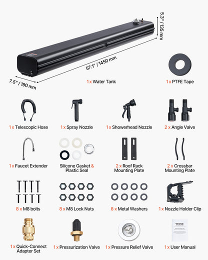 7 Gal Roof Rack Water Tank Portable Water Tank with Splash Guard Panel