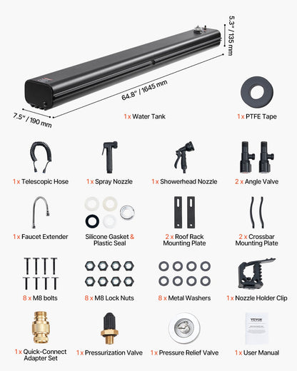 8 Gal Roof Rack Water Tank Portable Water Tank with Splash Guard Panel