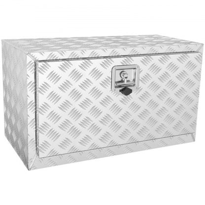 Underbody Truck Box, 30"×17"×18" Pickup Storage Box, Heavy Duty Aluminum Diamond Plate Tool Box with Lock and Keys, Waterproof Trailer Storage Box with T-Handle Latch for Truck, Van, Trailer