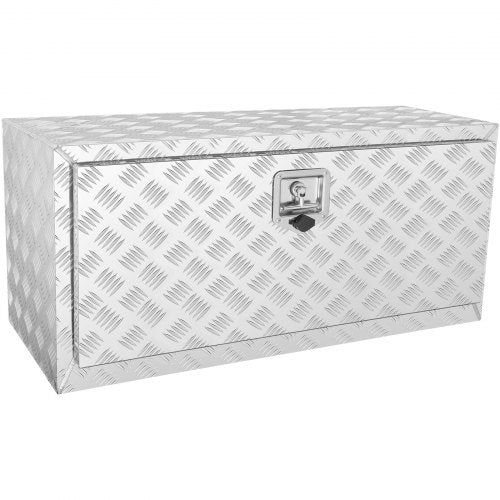 Underbody Truck Box, 36"×14"×16" Pickup Storage Box, Heavy Duty Aluminum Diamond Plate Tool Box with Lock and Keys, Waterproof Trailer Storage Box with T-Handle Latch for Truck, Van, Trailer