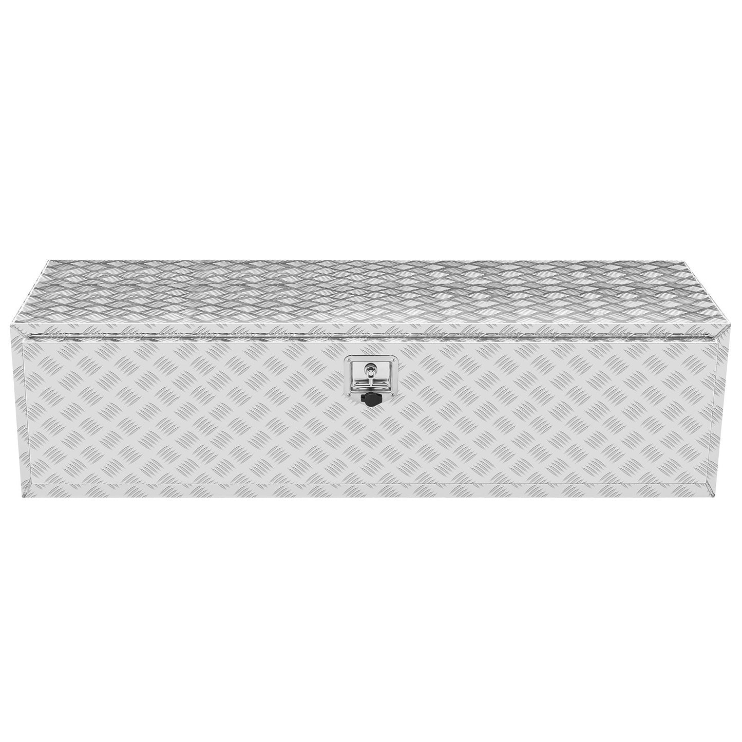 Unterwagen-LKW-Box, 60" x 24" x 24" Pickup-Aufbewahrungsbox, robuster Werkzeugkasten aus Aluminium mit Diamantplatte und Schloss und Schlüssel, wasserdichte Anhänger-Aufbewahrungsbox mit T-Griff-Verriegelung für LKW, Transporter, Anhänger