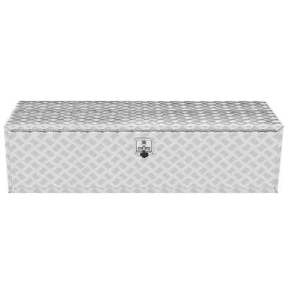 Unterwagen-LKW-Box, 60" x 24" x 24" Pickup-Aufbewahrungsbox, robuster Werkzeugkasten aus Aluminium mit Diamantplatte und Schloss und Schlüssel, wasserdichte Anhänger-Aufbewahrungsbox mit T-Griff-Verriegelung für LKW, Transporter, Anhänger
