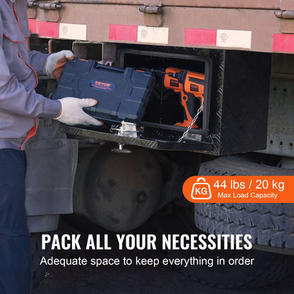 Underbody Truck Box, 18" x 12" x 14" Pickup Storage Box, Heavy Duty Aluminum Diamond Plate Tool Box with Lock and Keys, Waterproof Trailer Storage Box with T-Handle Latch for Truck, Van, Trailer