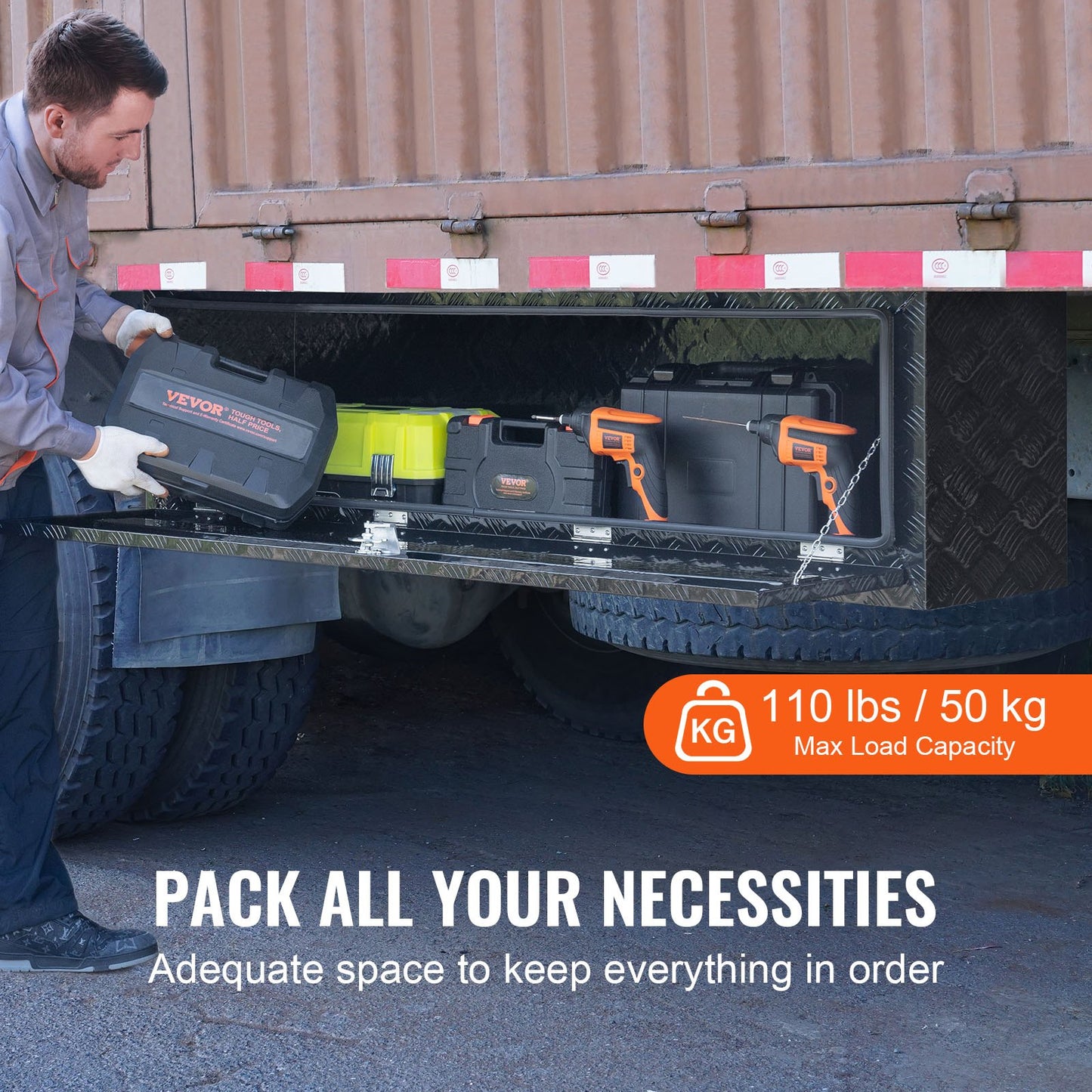 Underrede aluminium Truck Verktygslåda 60" x 17" x 18" Trailer RV Verktygsförvaring