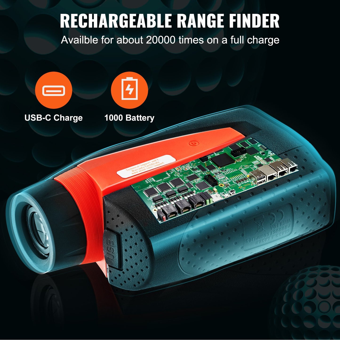 Magnetic Golf Rangefinder, 1300 Yards Laser Golfing Hunting Range Finder, 6X Magnification Golfing Accessory with Distance Measuring, High-Precision Flag Lock Vibration, Slope, USB Charge