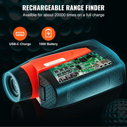 Magnetic Golf Rangefinder, 1300 Yards Laser Golfing Hunting Range Finder, 6X Magnification Golfing Accessory with Distance Measuring, High-Precision Flag Lock Vibration, Slope, USB Charge