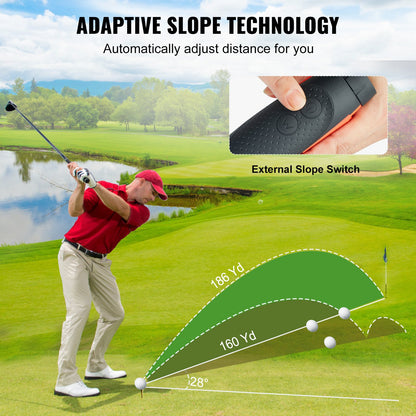 Magnetic Golf Rangefinder, 1300 Yards Laser Golfing Hunting Range Finder, 6X Magnification Golfing Accessory with Distance Measuring, High-Precision Flag Lock Vibration, Slope, USB Charge