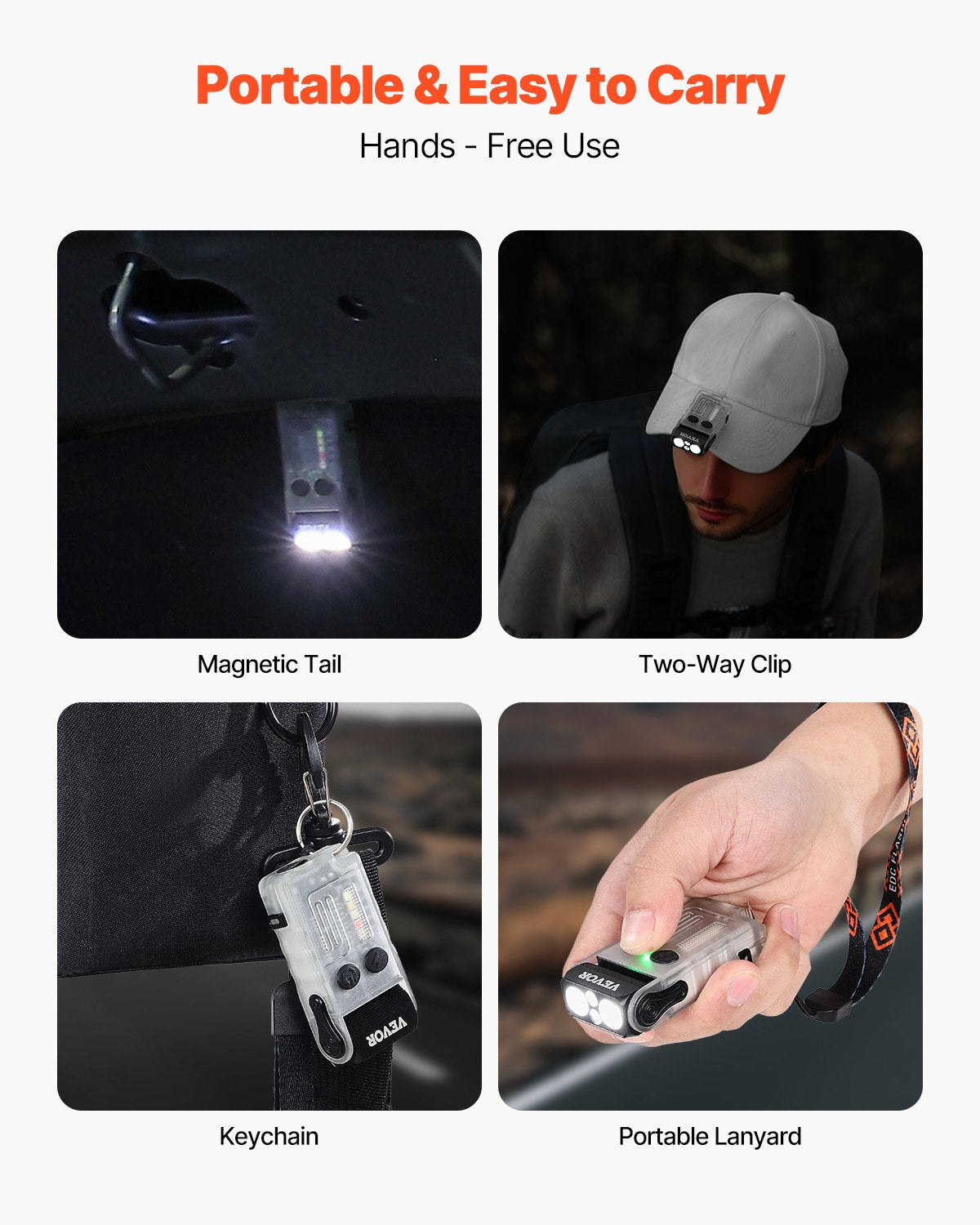Rechargeable Keychain Flashlight, Mini LED Flashlight with 13 Lighting Modes, Portable Pocket Flashlight with Clip, Magnetic Tail & 180° Rotating Head for Everyday Carry, Camping, Emergencies