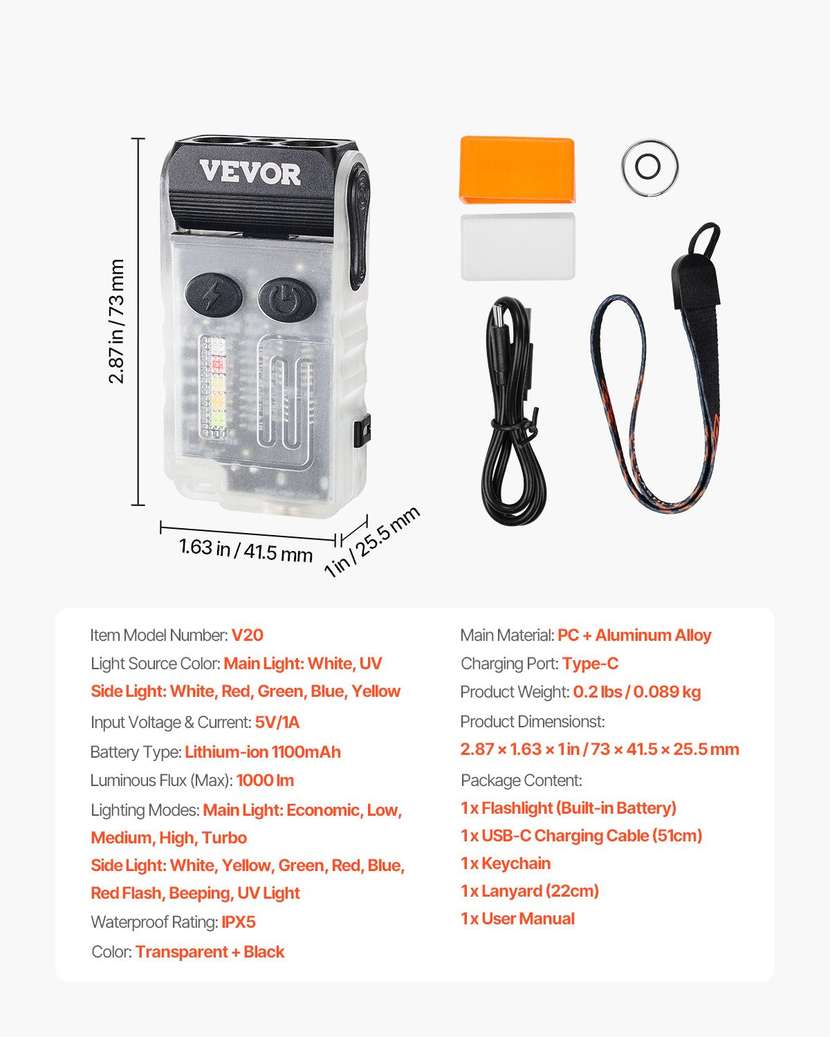 Rechargeable Keychain Flashlight, Mini LED Flashlight with 13 Lighting Modes, Portable Pocket Flashlight with Clip, Magnetic Tail & 180° Rotating Head for Everyday Carry, Camping, Emergencies