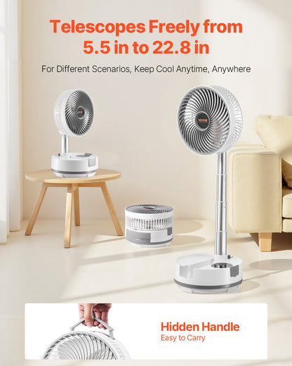 8 inch Portable Foldable Rechargeable Oscillating Fan, 3-in-1 Battery Operated with Remote Control, Quiet Desk/Table Pedestal Fan, 8 Speeds,90-degree Auto Left/Right Rotation,for Home,Office,Outdoor