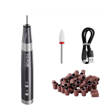 Electric Cordless Nail Drill, 30,000RPM Variable-Speed Rechargeable Nail E File Machine, Portable Manicure Pedicure Polisher with 50PCS Sanding Bands for Dead Skin Removal, Nail Surface Smooth