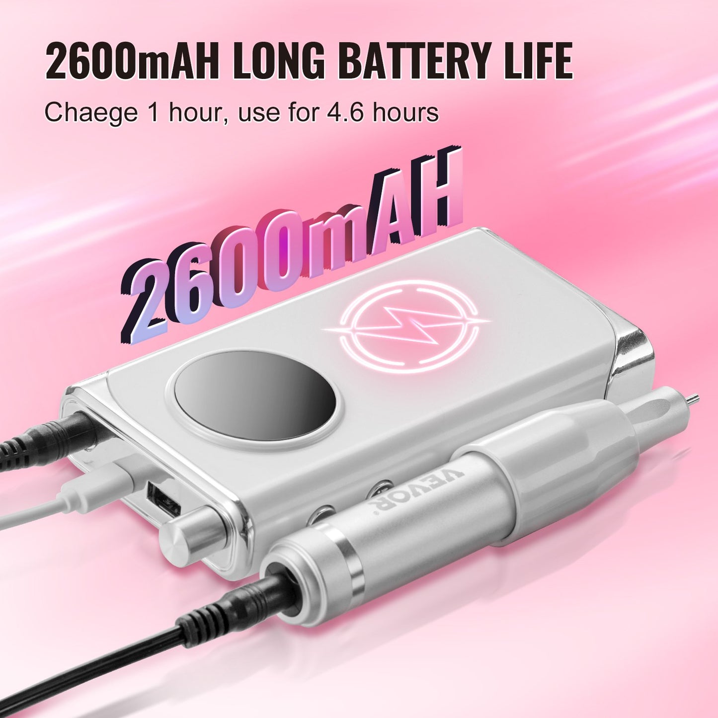 Electric Cordless Nail Drill Machine 40000RPM Nail File Machine with LCD Display