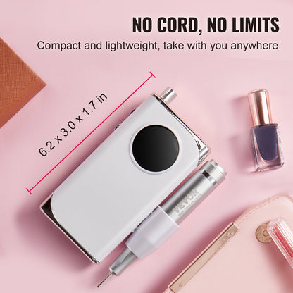 Electric Cordless Nail Drill Machine 40000RPM Nail File Machine with LCD Display
